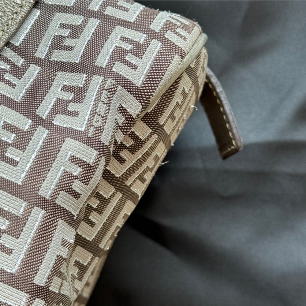 VINTAGE🤎Fendi🤎Zucchino Canvas Small Forever Bauletto Boston Bag - Picture 8 of 14